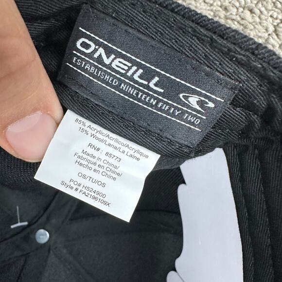 O'Neill Hat Cap Mens One Size Gray Black Snapback Acrylic Wool Blend NEW - Picture 8 of 8